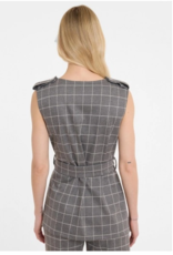 Ana Alcazar Gilet Ruit Ceintuur Grijs Wit