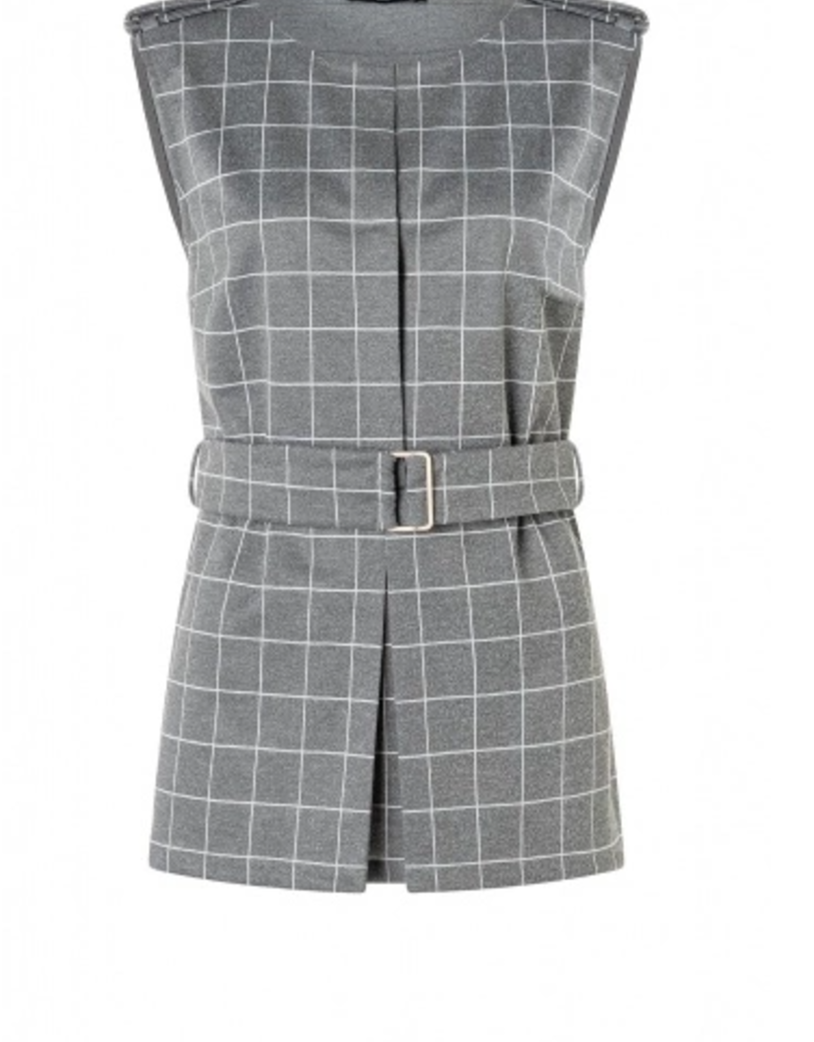 Ana Alcazar Gilet Ruit Ceintuur Grijs Wit