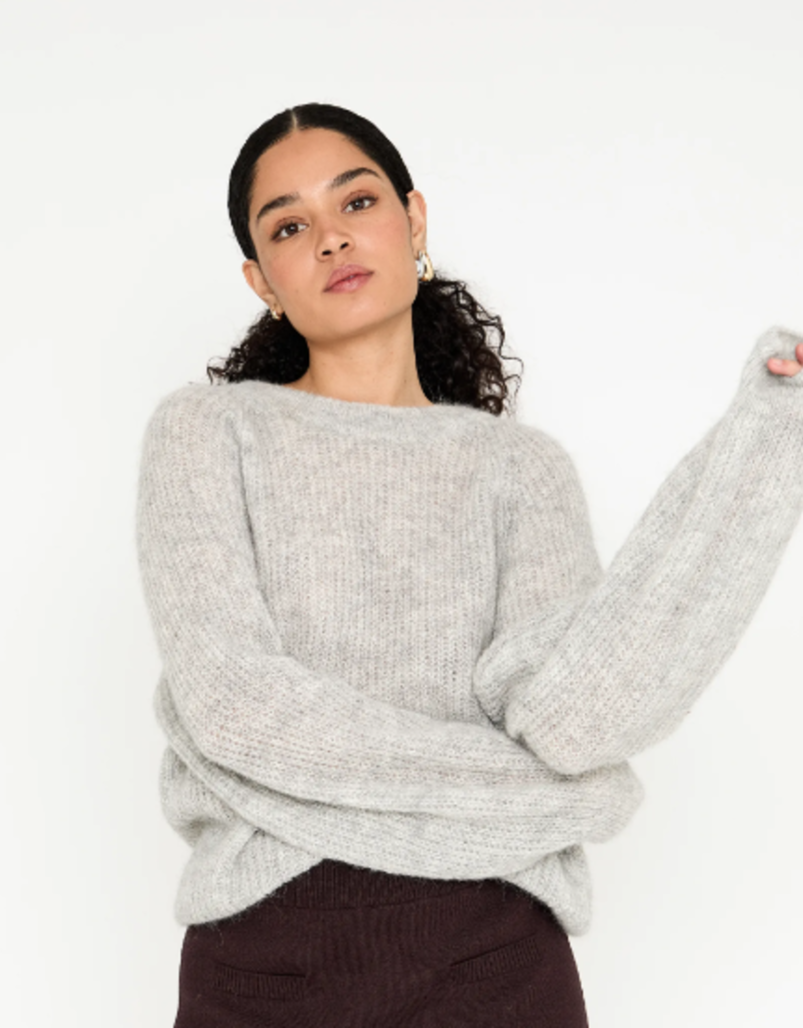 Bellamy Pullover Medea R-Hals Mohair Grey Sand