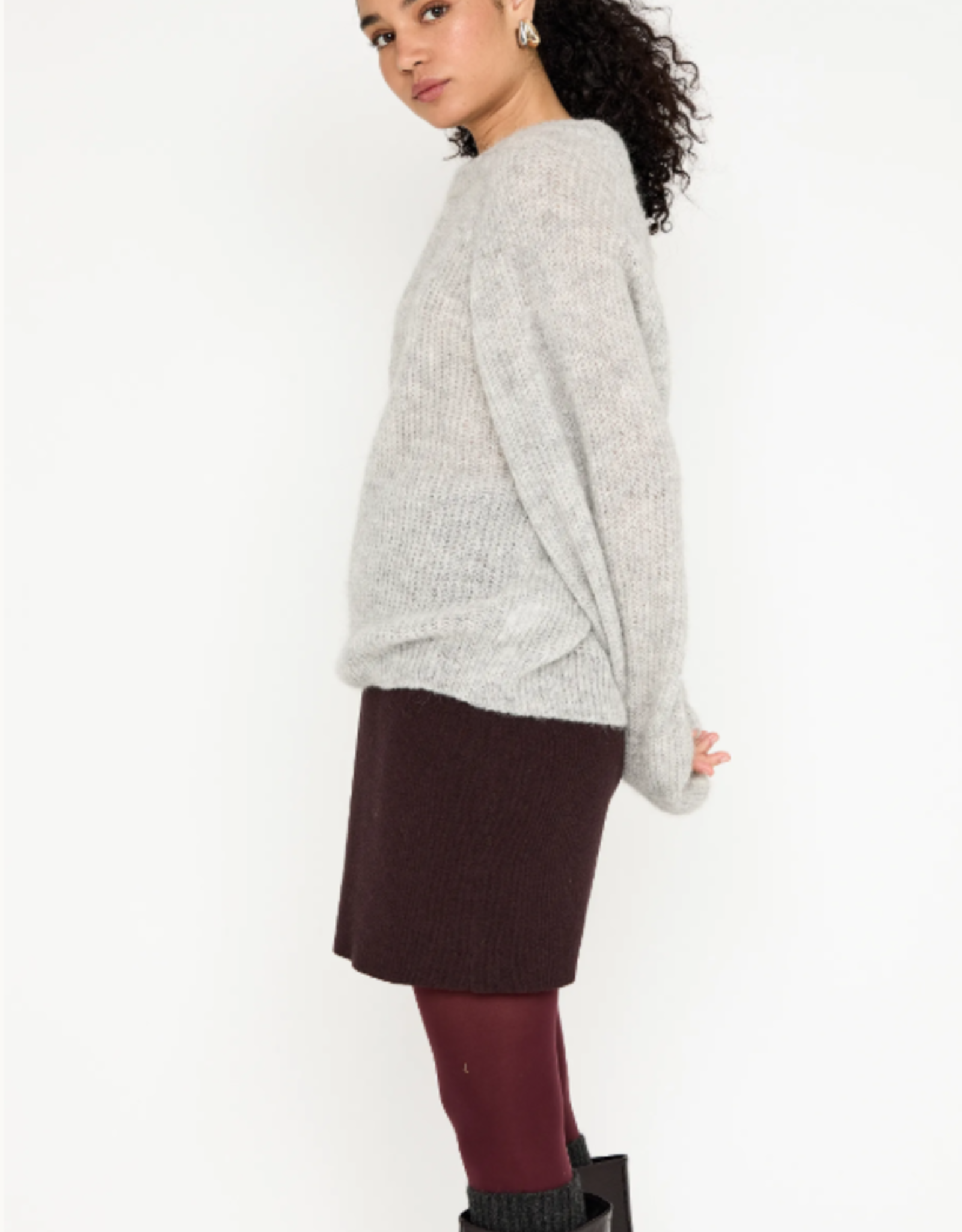 Bellamy Pullover Medea R-Hals Mohair Grey Sand