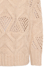 Marc Aurel Pullover Kol Grof Gebreid Beige