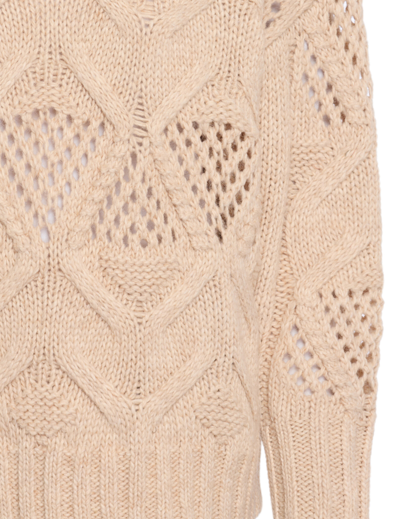 Marc Aurel Pullover Kol Grof Gebreid Beige