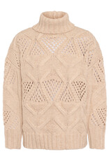 Marc Aurel Pullover Kol Grof Gebreid Beige