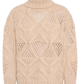 Marc Aurel Pullover Kol Grof Gebreid Beige