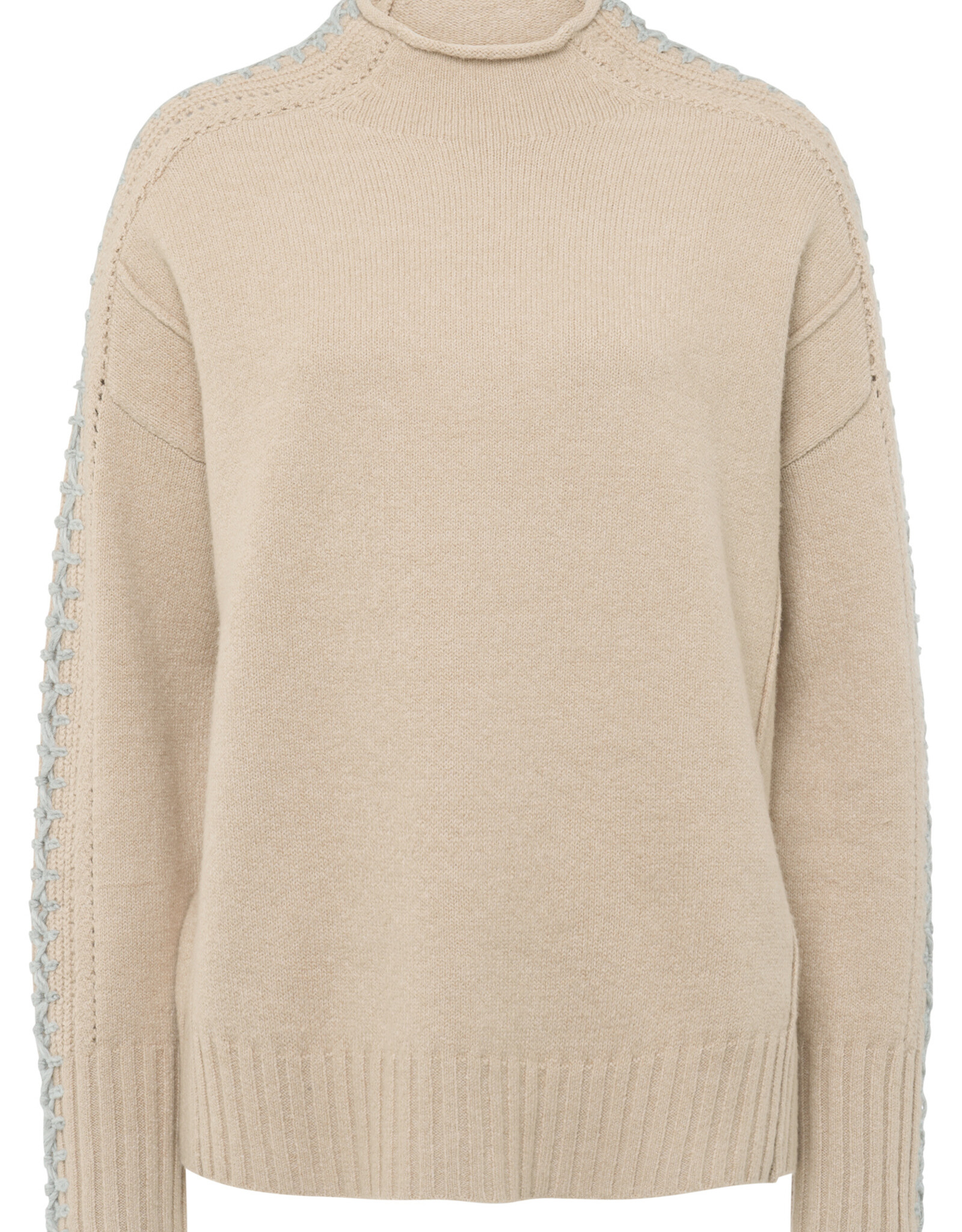 Marc Aurel Pullover Grijze Festonsteek Beige