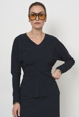LaSalle V Neck Long Sleeve Top Navy