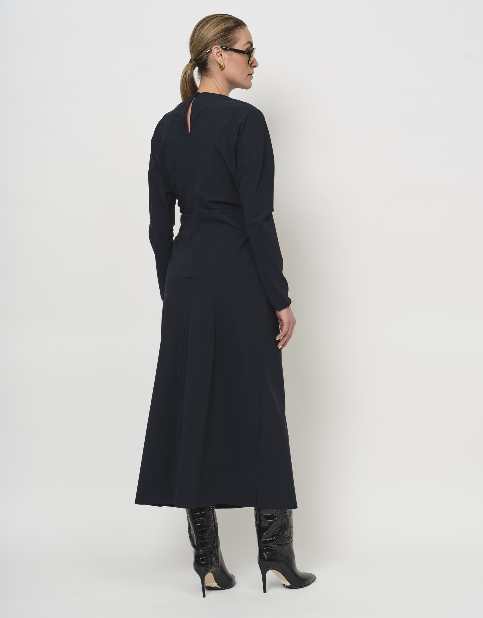 LaSalle V Neck Long Sleeve Top Navy