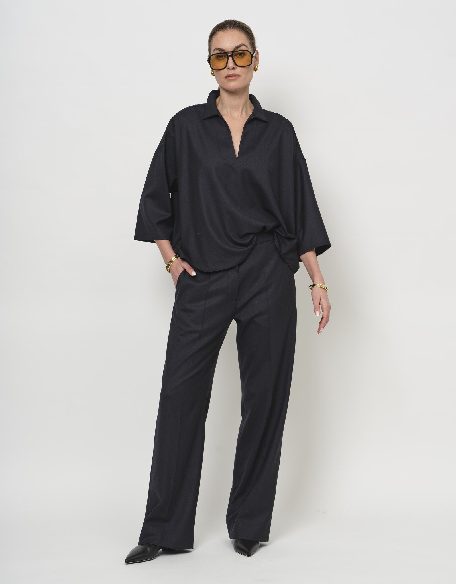 LaSalle Pantalon Wide Leg Navy