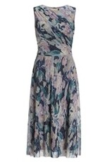 Swing Midi Jurk Met Diogonale Drapering Mauve Blauw