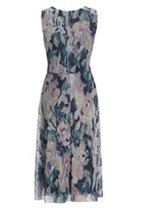Swing Midi Jurk Met Diogonale Drapering Mauve Blauw
