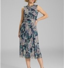 Swing Midi Jurk Met Diogonale Drapering Mauve Blauw