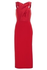 Swing Midi Jurk Met Gekruist Decollete In 2 Materialen Chili Red