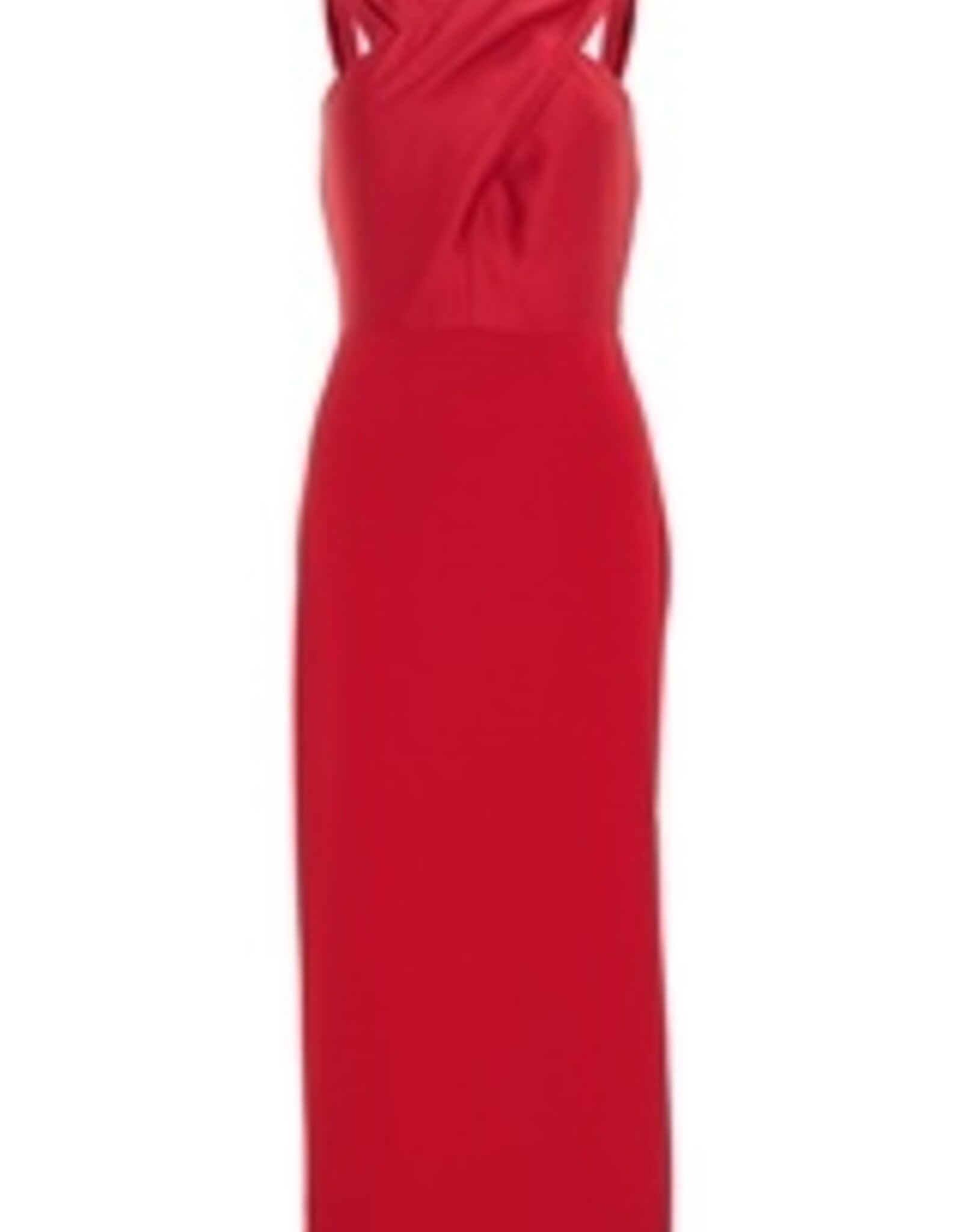 Swing Midi Jurk Met Gekruist Decollete In 2 Materialen Chili Red