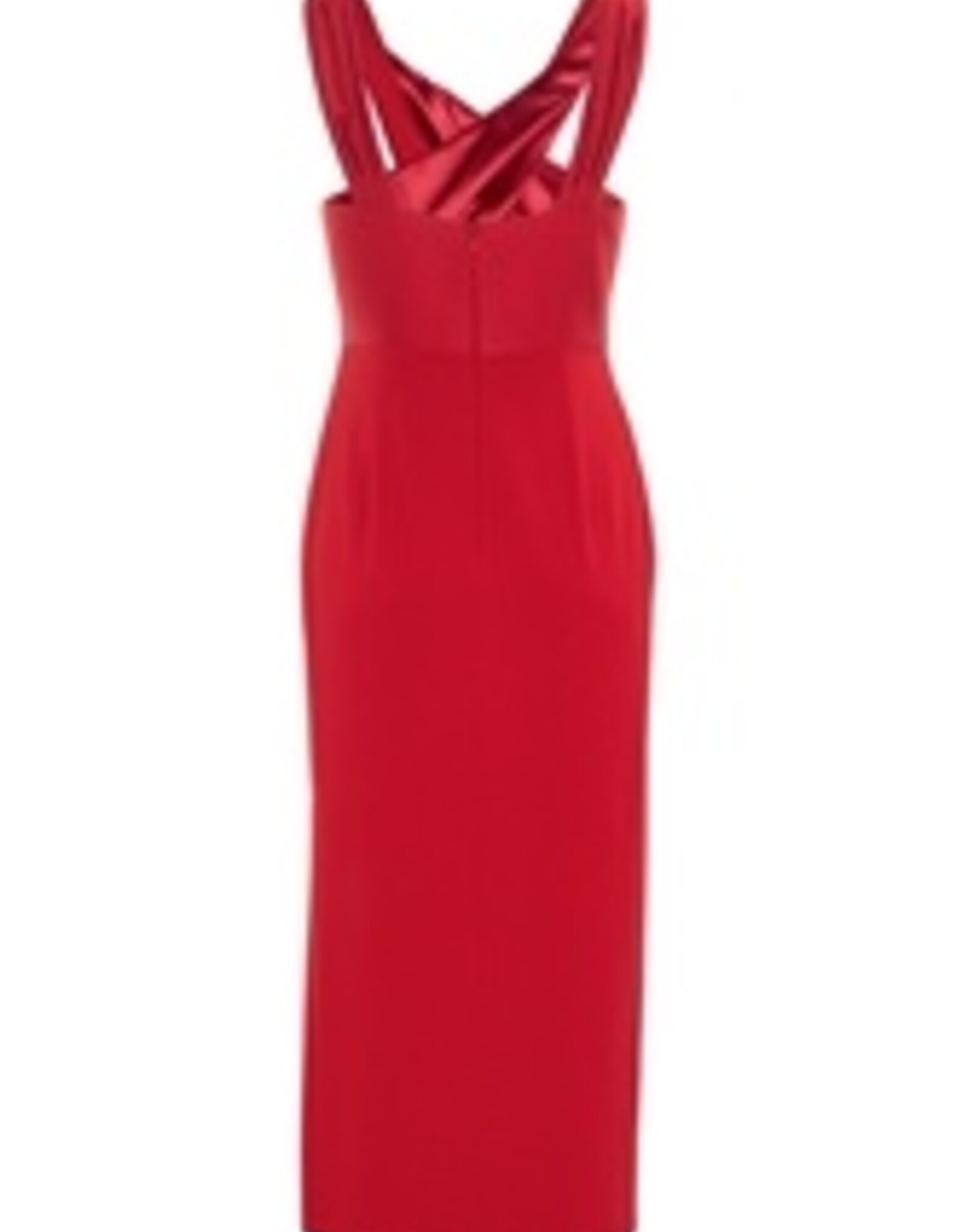 Swing Midi Jurk Met Gekruist Decollete In 2 Materialen Chili Red