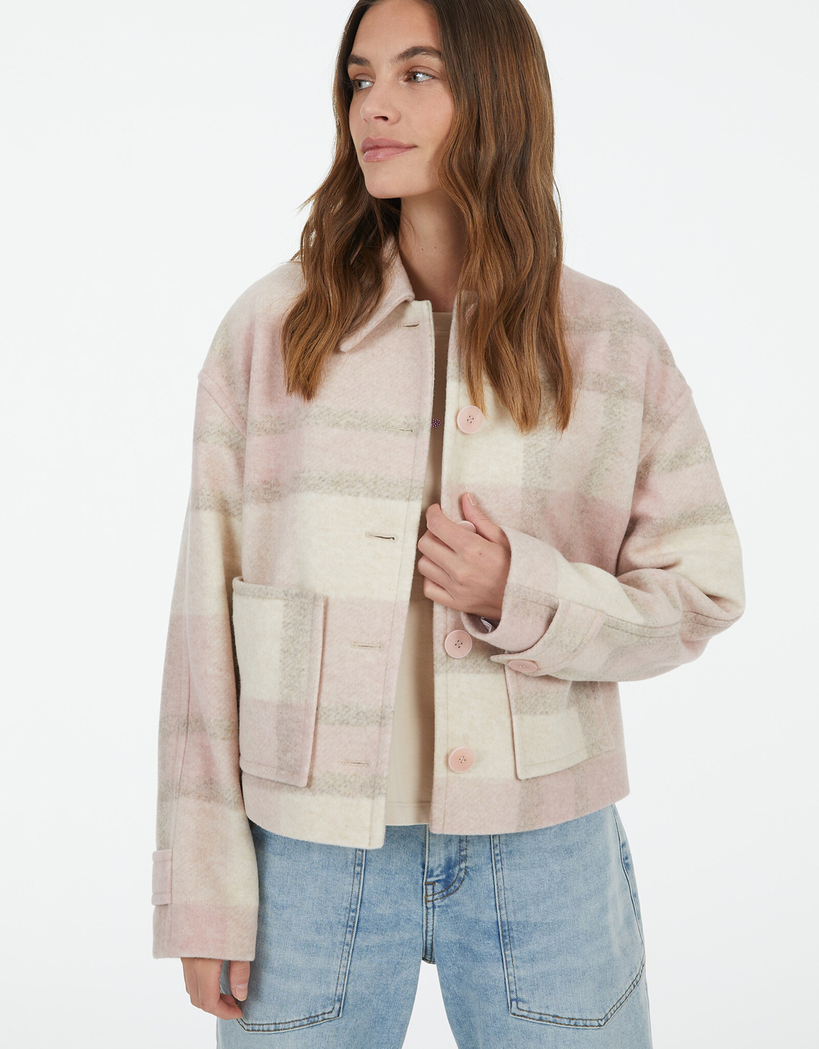 Marc Aurel Jasje Kort Ruit Rose/Beige/Grijs