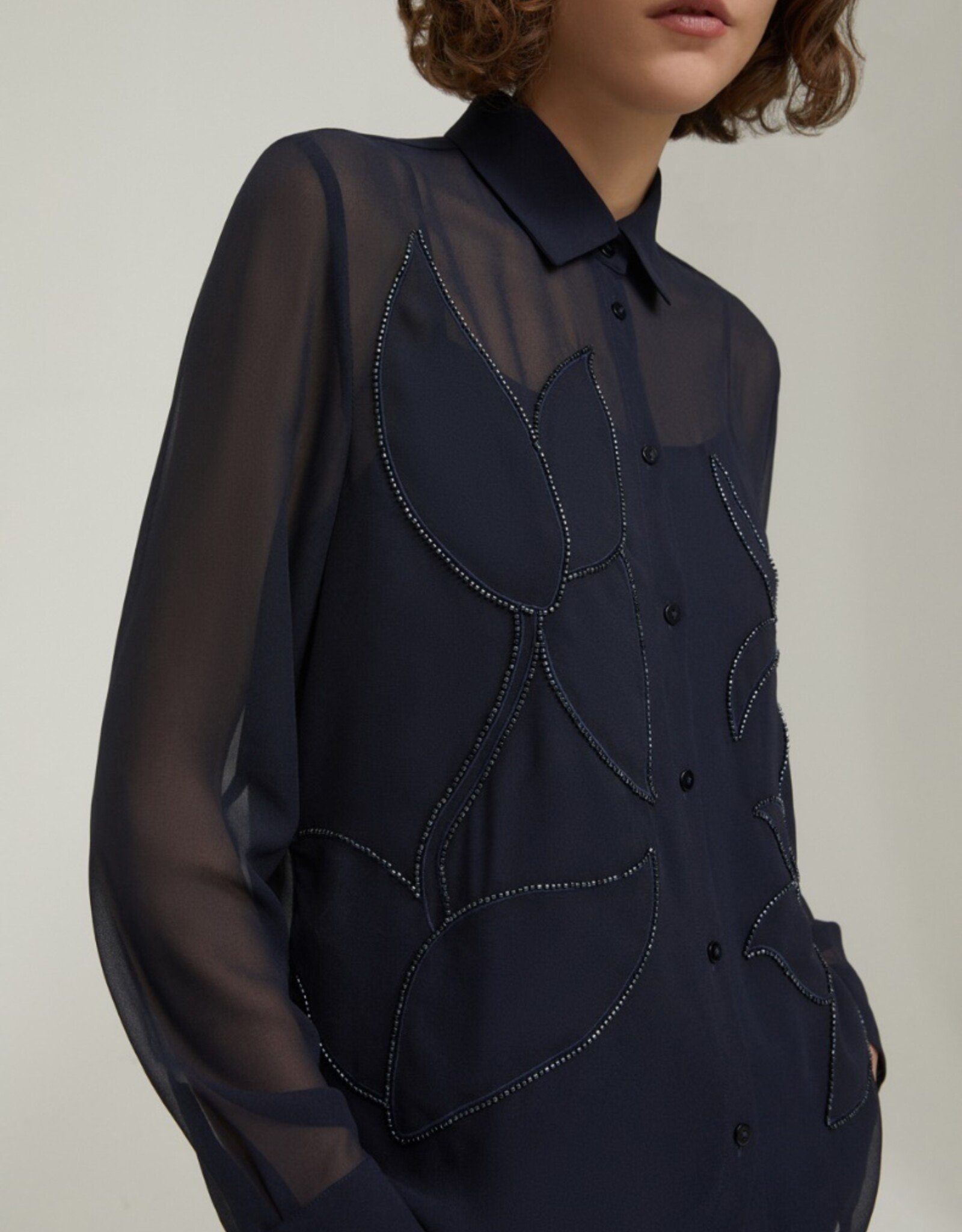 PENNYBLACK Blouse Agone Blue Transparant Met Aplicatie