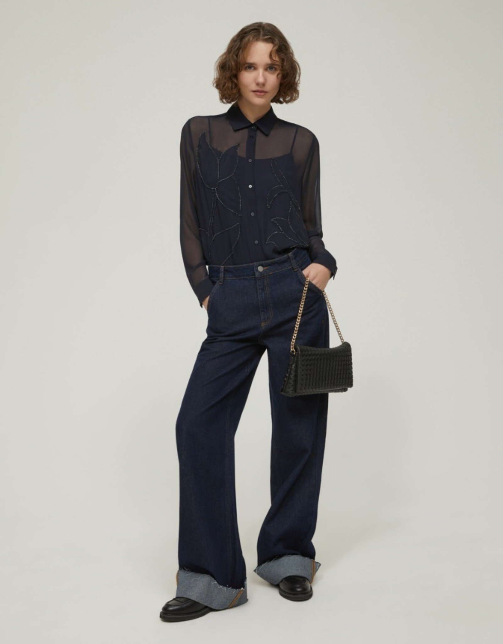 PENNYBLACK Blouse Agone Blue Transparant Met Aplicatie