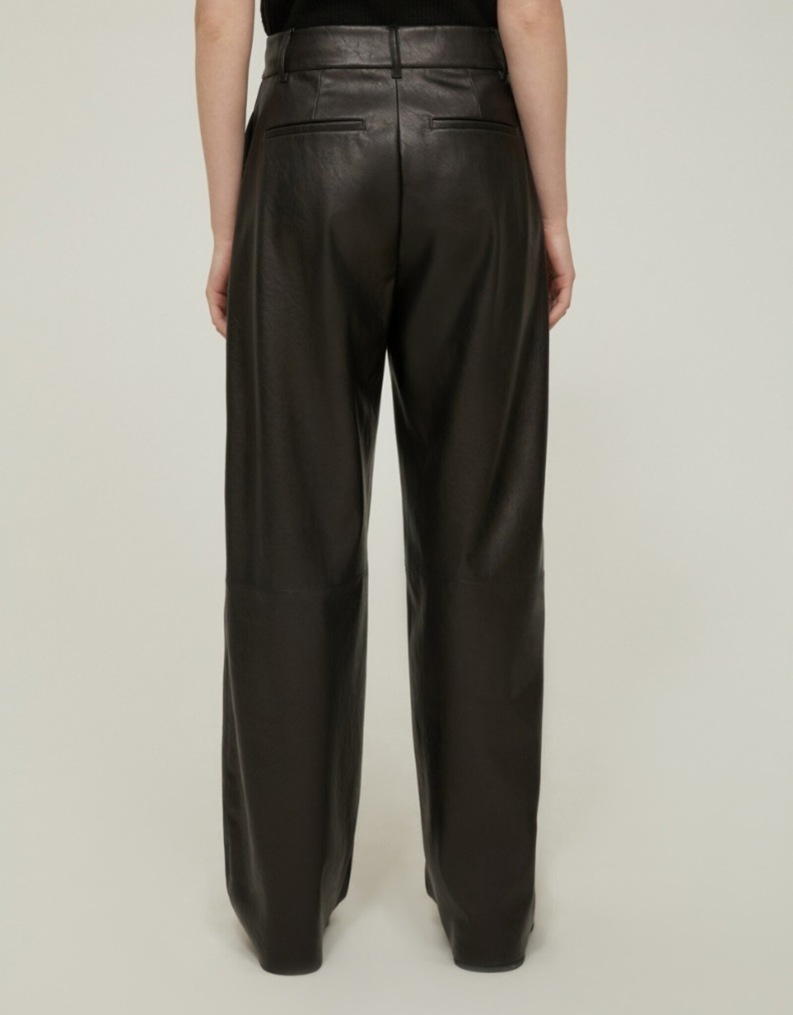 PENNYBLACK Pantalon Lord Vegan Leather Rechte Pijp Black