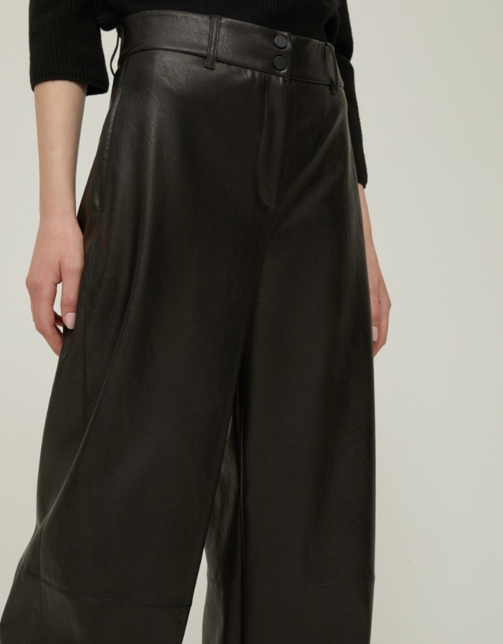 PENNYBLACK Pantalon Lord Vegan Leather Rechte Pijp Black