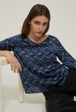 PENNYBLACK Top Blouse Orario Blue Print