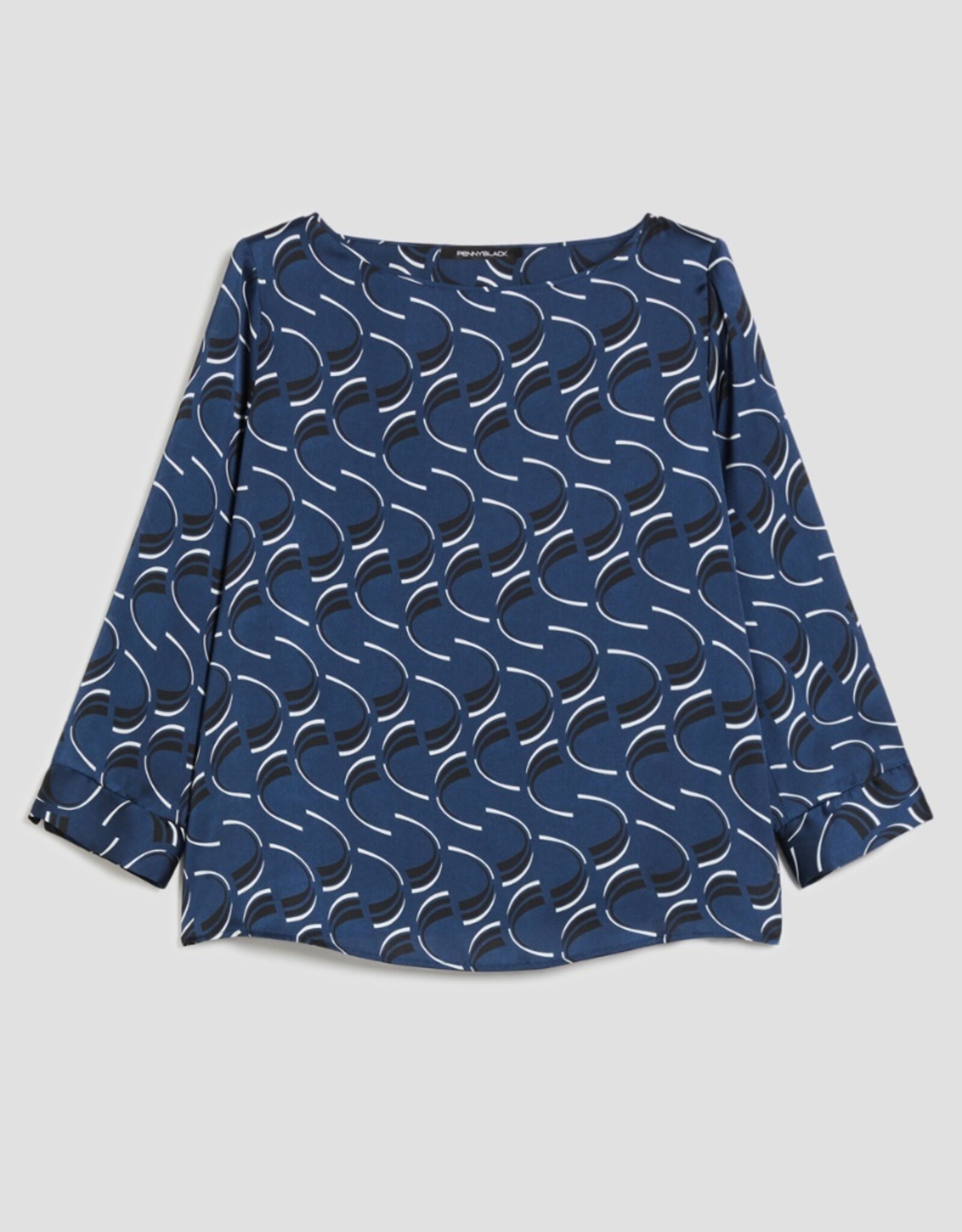 PENNYBLACK Top Blouse Orario Blue Print
