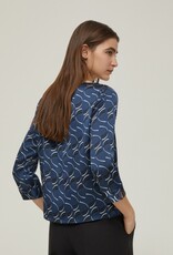 PENNYBLACK Top Blouse Orario Blue Print
