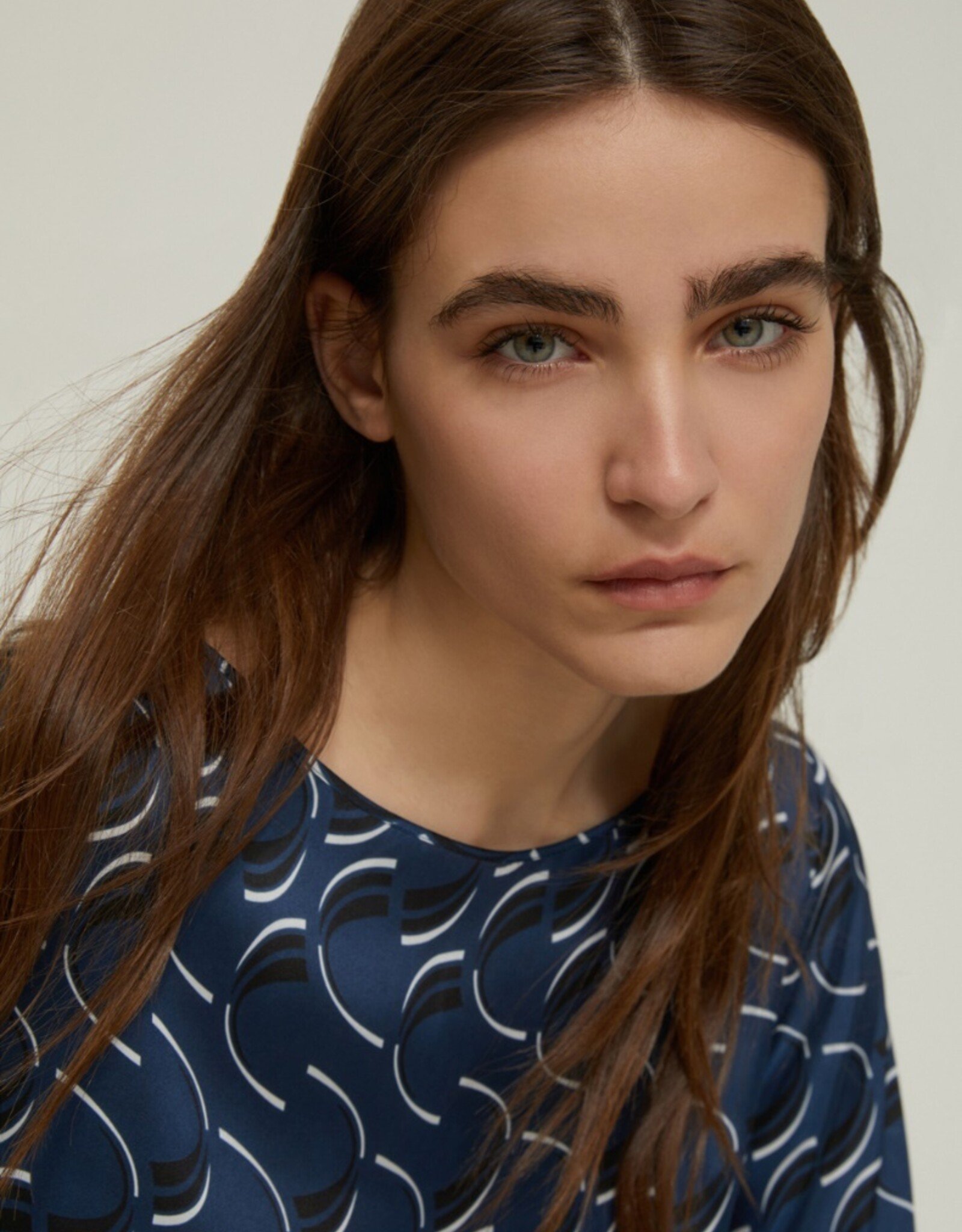 PENNYBLACK Top Blouse Orario Blue Print
