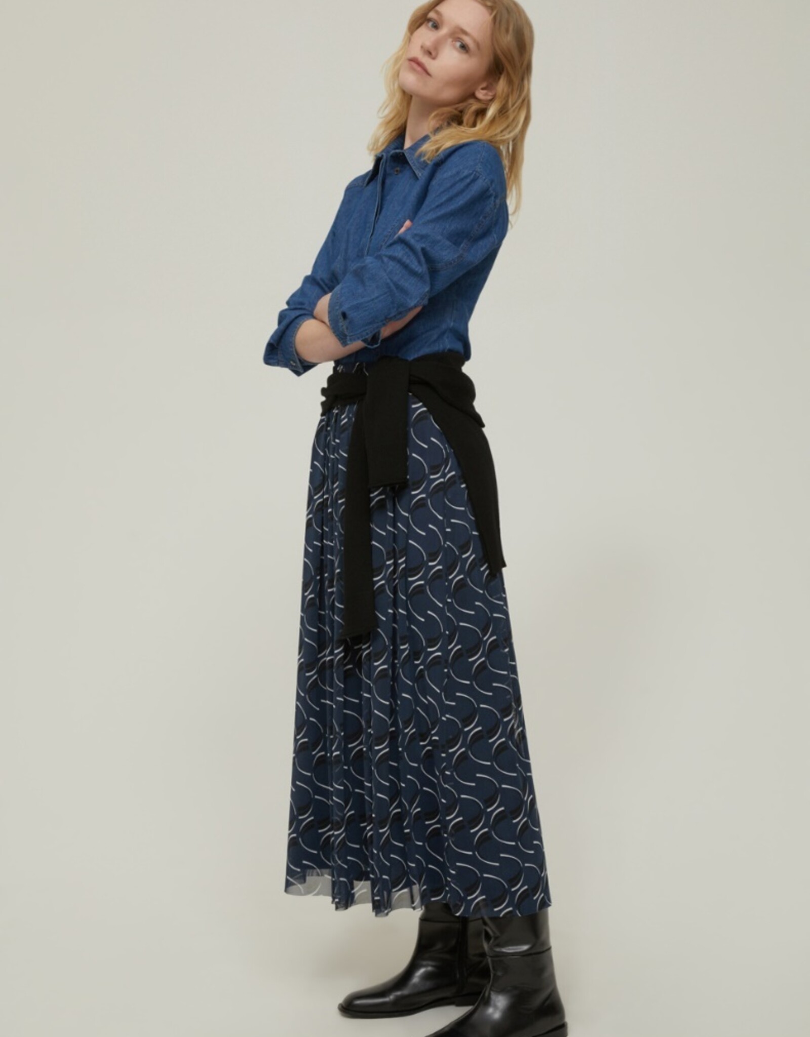 PENNYBLACK Plissee Rok Rafia Blauw