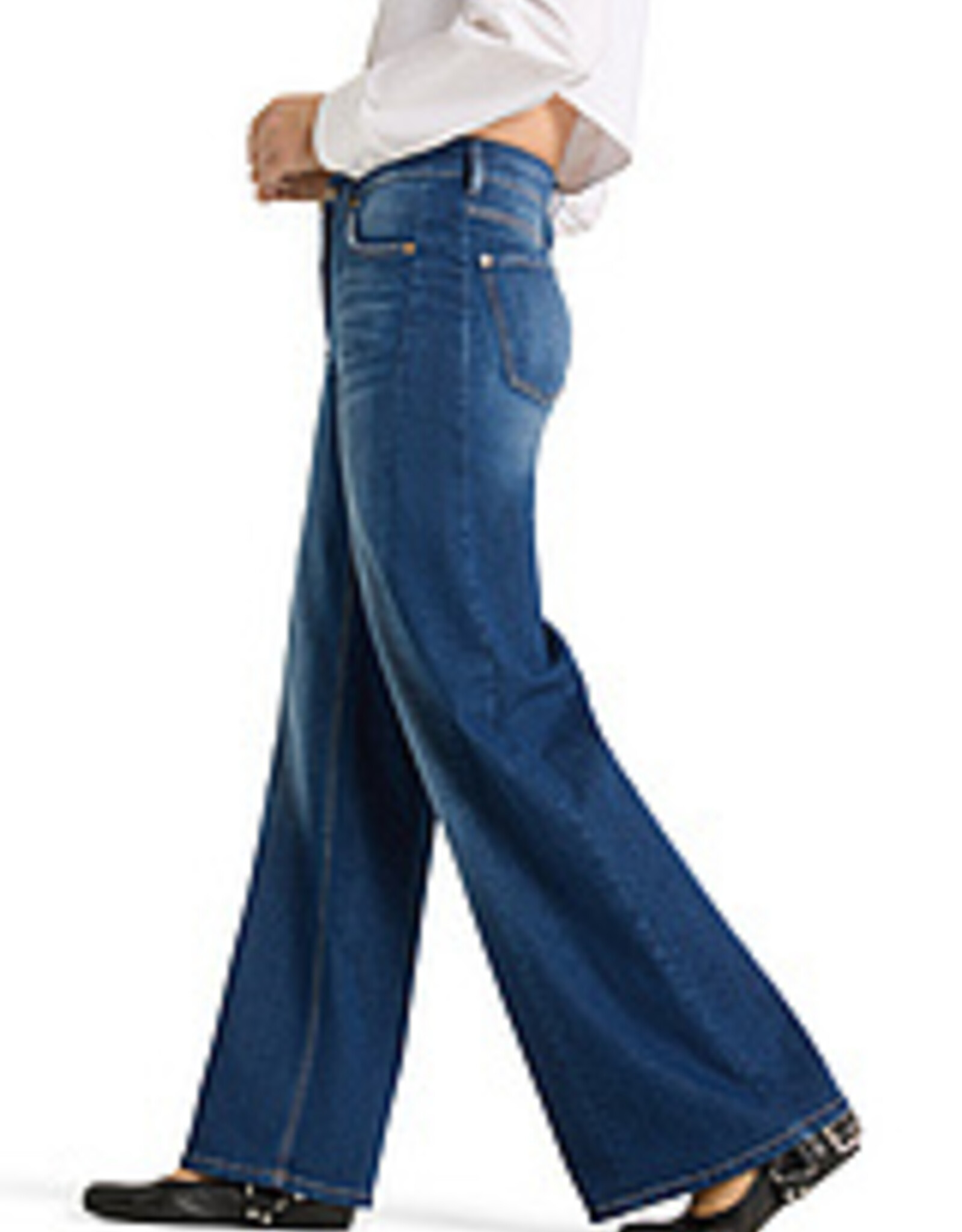 Cambio Jeans Palazzo Patch Applikation Lefthand Stoned