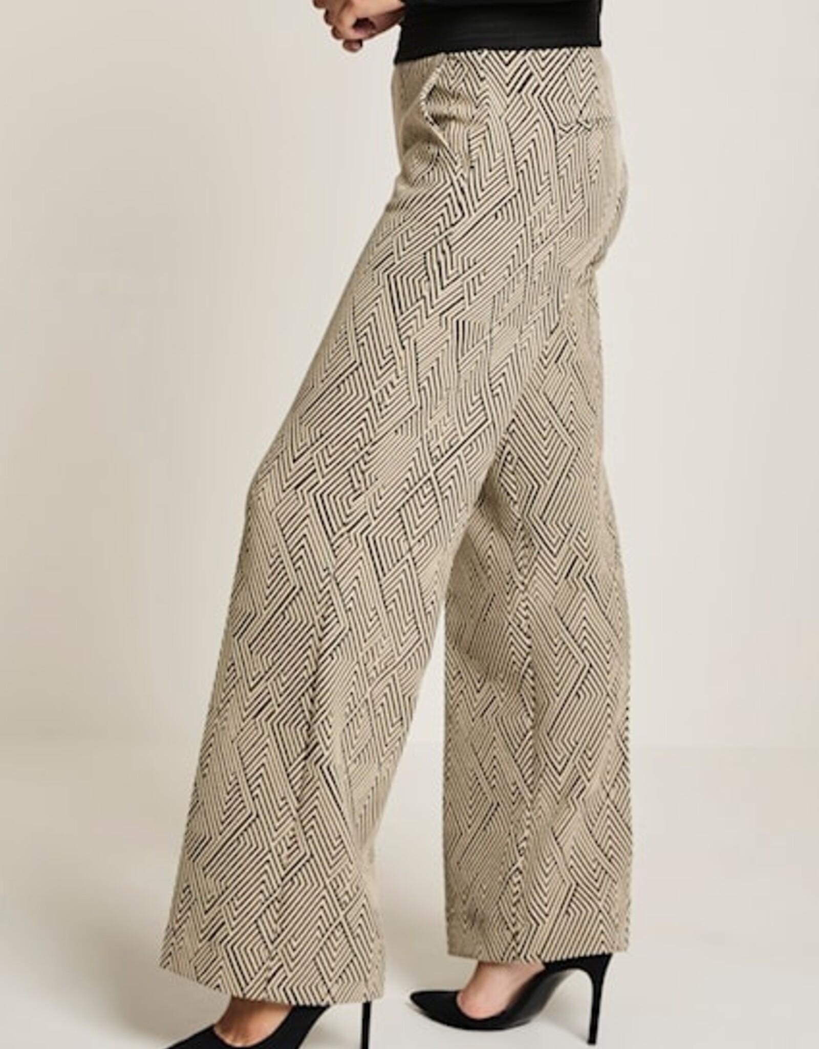 Para MI Pantalon Mira Knitted Jacquars Zigzag Ecru