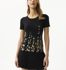 Leo&Ugo Pullover Black met Gouden Bloemetjes