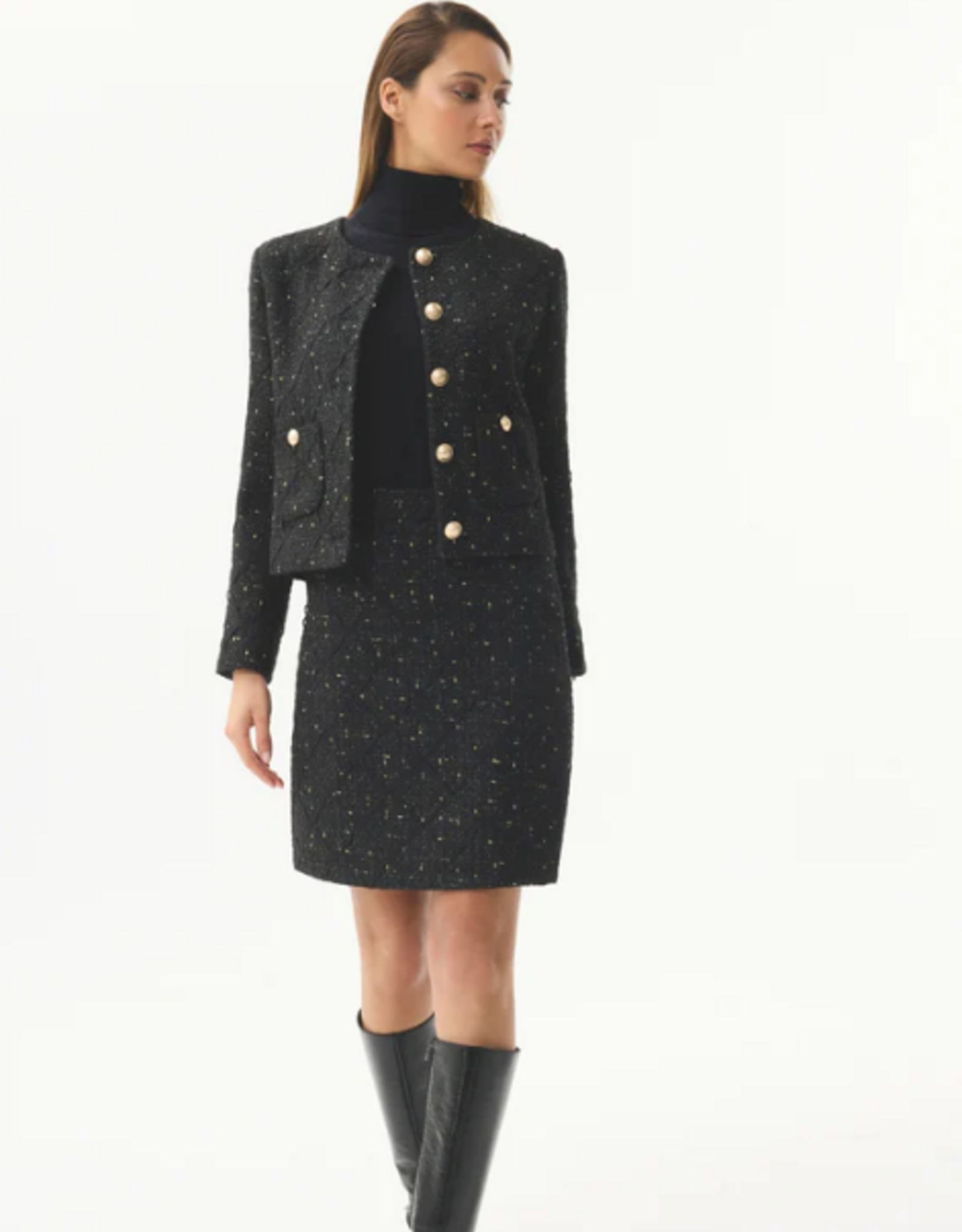 Leo&Ugo JasjeTweed Goude Knopen Zwart