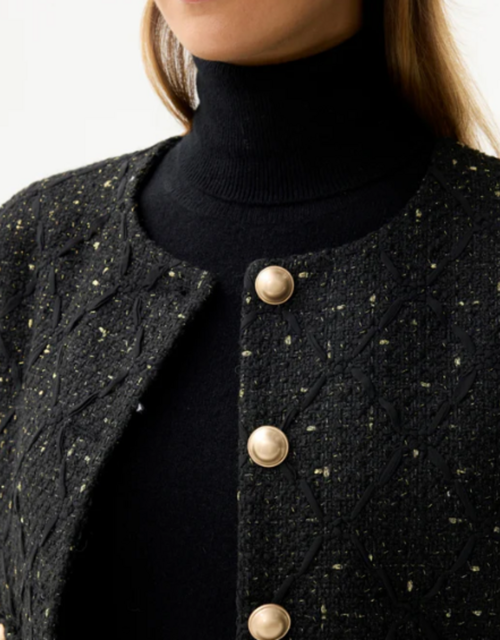 Leo&Ugo JasjeTweed Goude Knopen Zwart