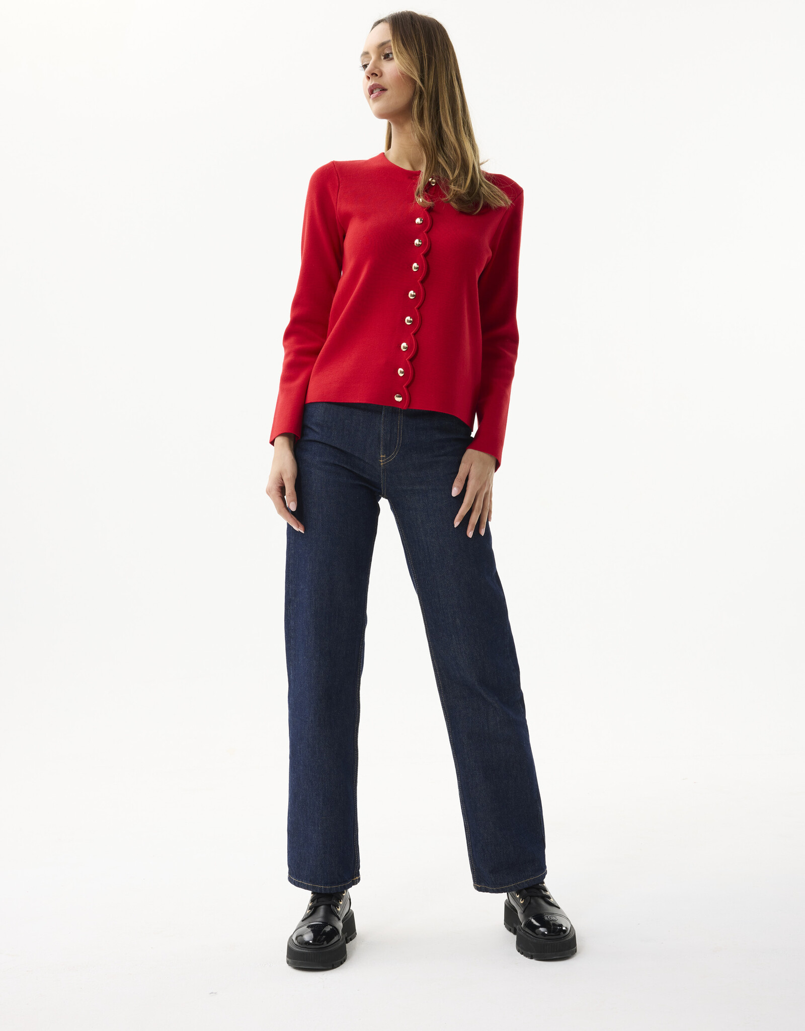 Leo&Ugo Vest Uni Schelpenrand Rood