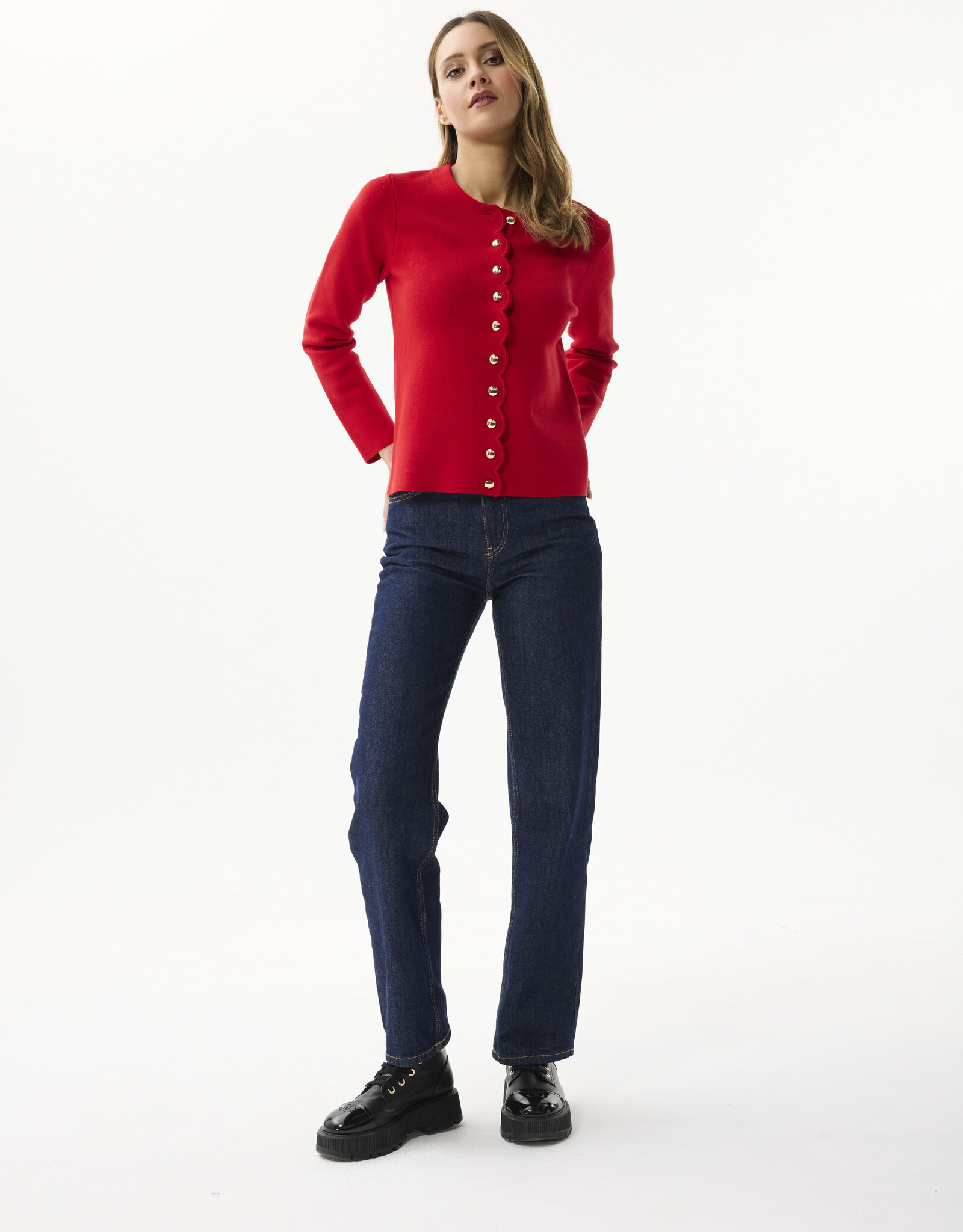 Leo&Ugo Vest Uni Schelpenrand Rood