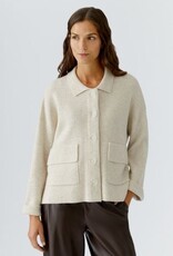 Oui Vest 94130  Polo Kraag Beige Met Zakken