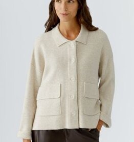 Oui Vest 94130  Polo Kraag Beige Met Zakken