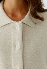 Oui Vest Polo Kraag Beige Met Zakken