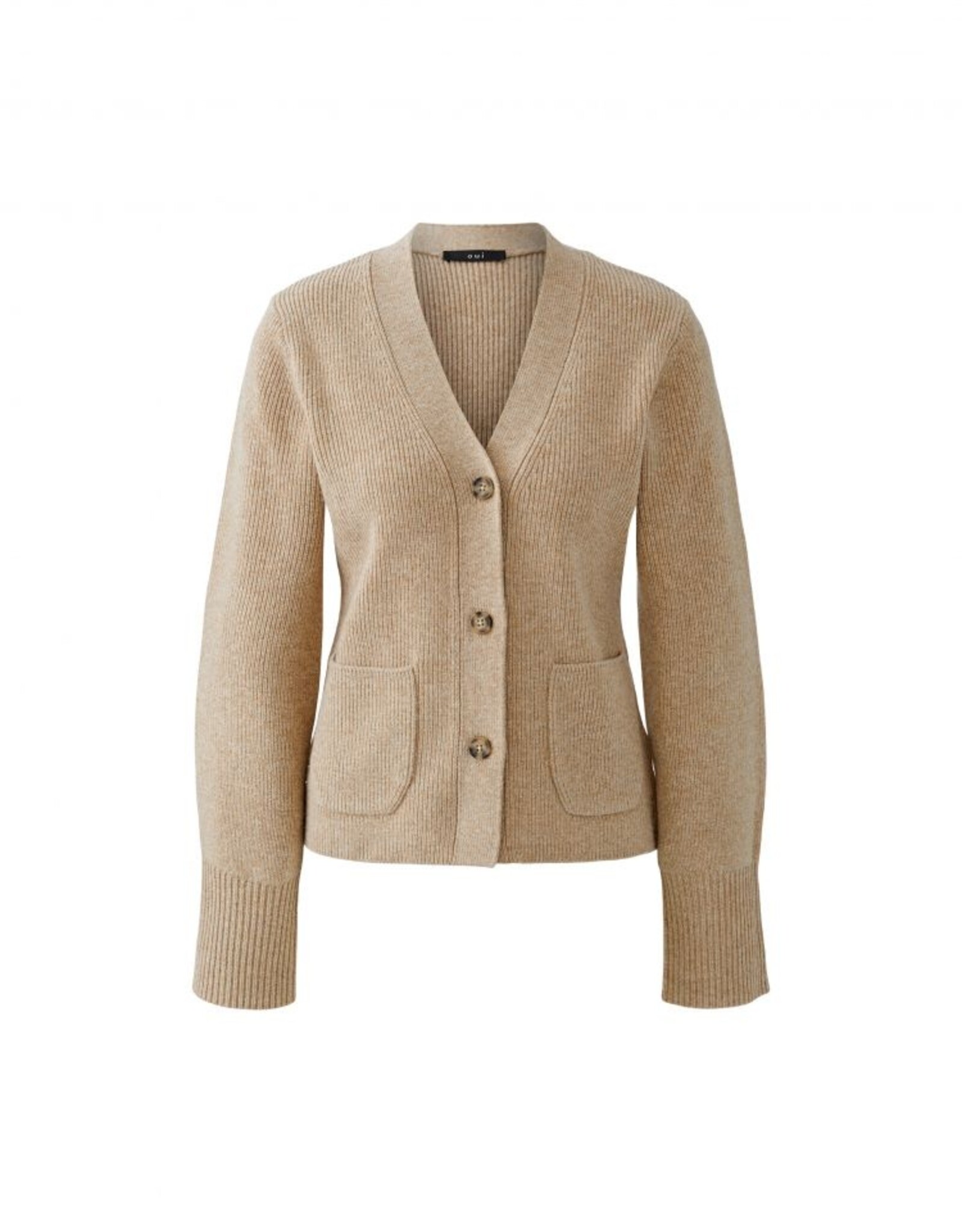 Oui Vest 86063 V Hals Beige Melee