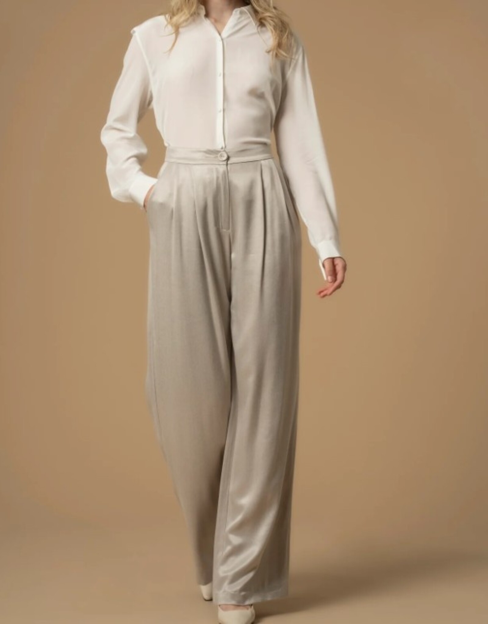 Kocca Pantalon Dolina Glans Satijn Grijs