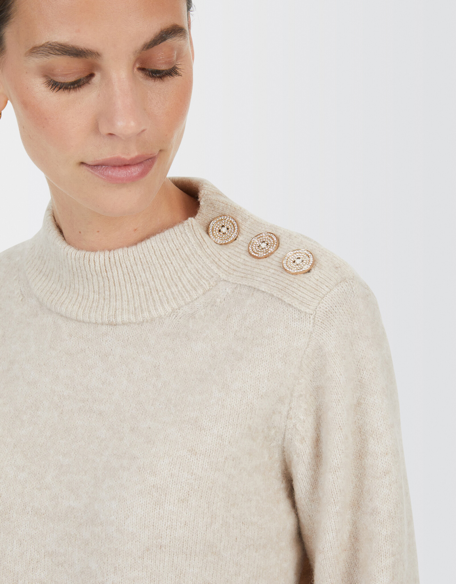 Marc Aurel Pullover Goude Knopen Beige