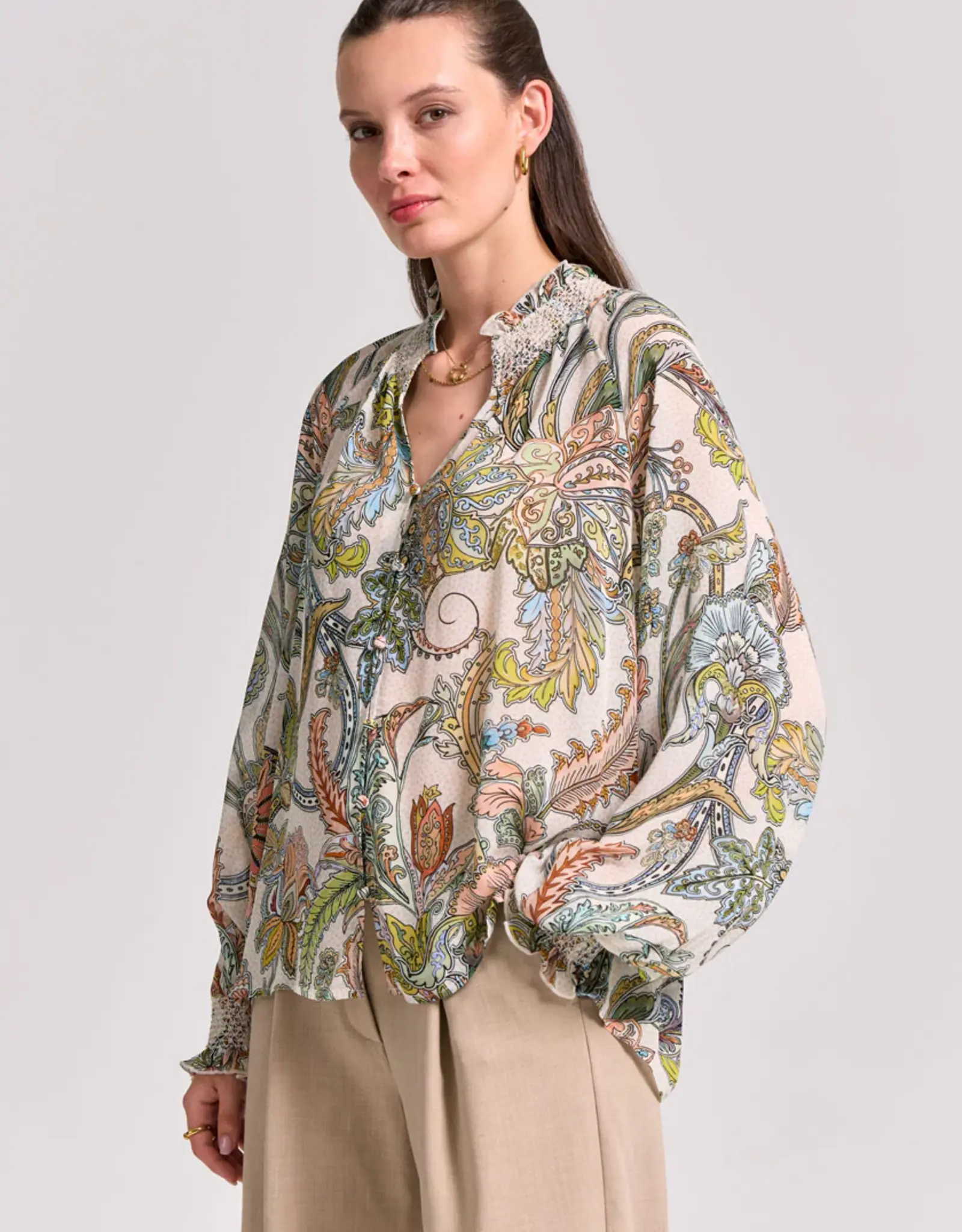 Princess goes Hollywood Blouse Smoke Flower Paisley Offwhite