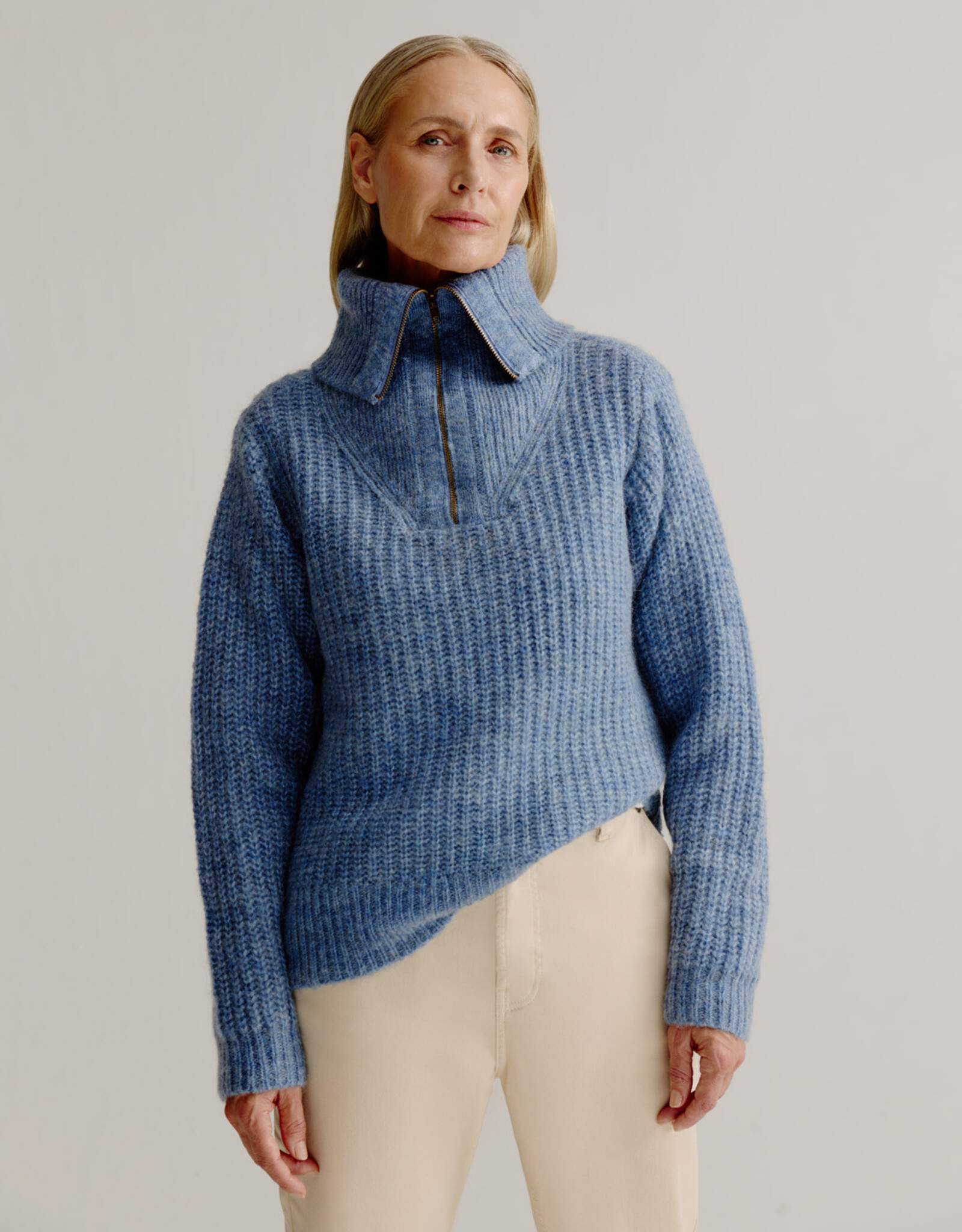 Josephine &CO Pullover Liesbeth Met Ritskraag French Blue