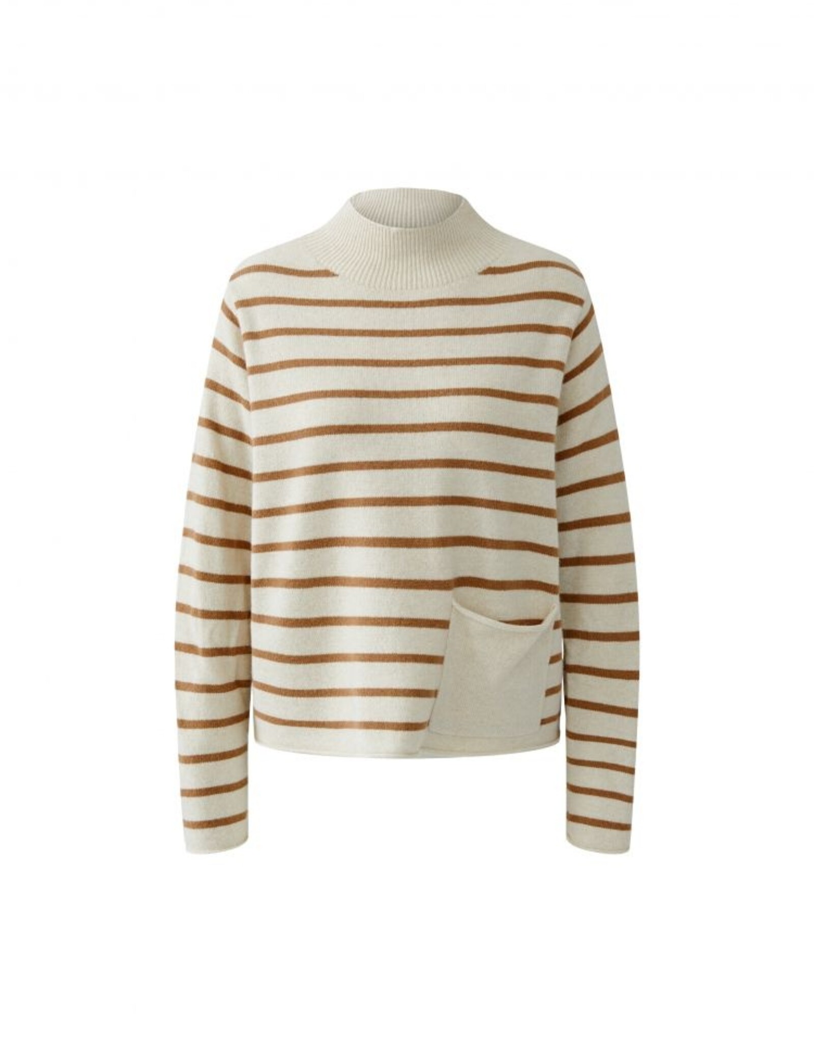 Oui Pullover Camel Creme Stripe