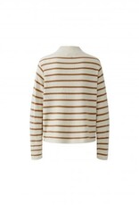Oui Pullover Camel Creme Stripe
