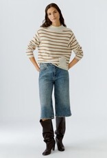 Oui Pullover Camel Creme Stripe