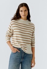 Oui Pullover Camel Creme Stripe