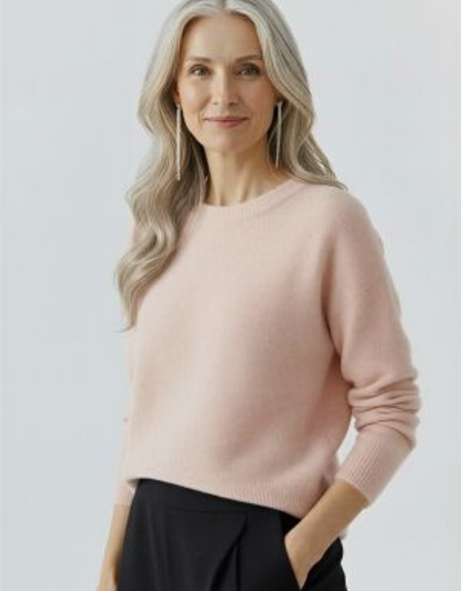 Oui Pullover 88295 R Hals Rose
