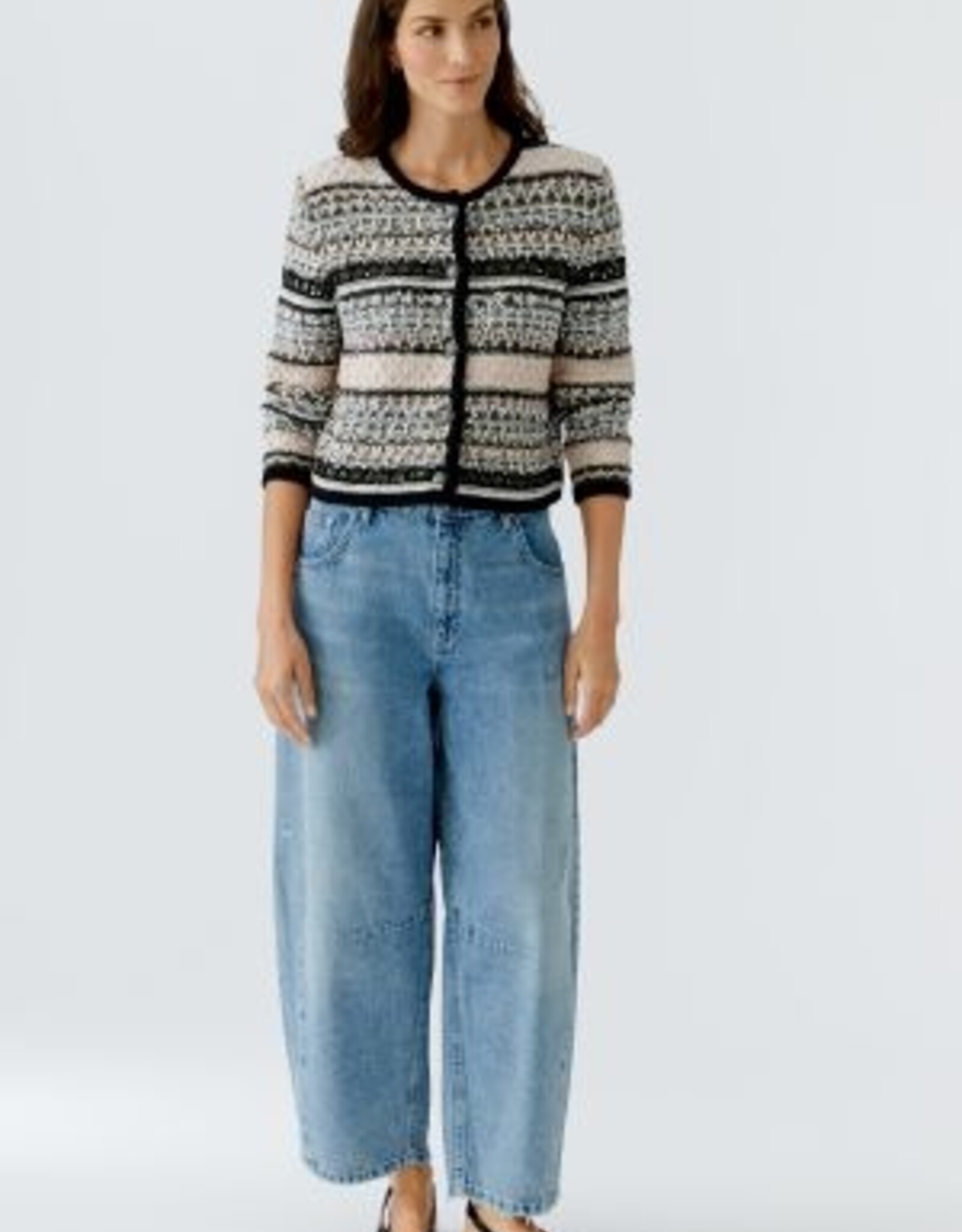 Oui Vest rose Grijs en Zwart Motief