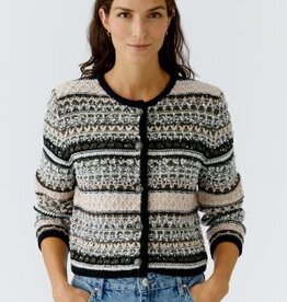 Oui Vest rose Grijs en Zwart Motief